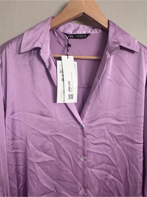 ZARA Satin Button-Up Shirt - Image 4