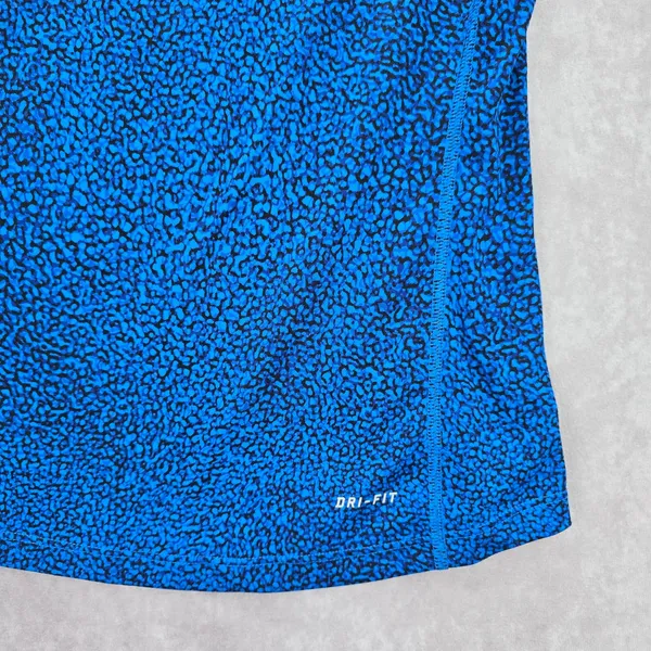 Nike Di Fit Blue Black Print‎ Short Sleeve Active Running Tshirt XS Extra Small - Image 6