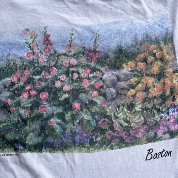 Vintage Groan & mc gurn women’s Boston Flower Shirt Single Stich USA Made Sz L - Image 8