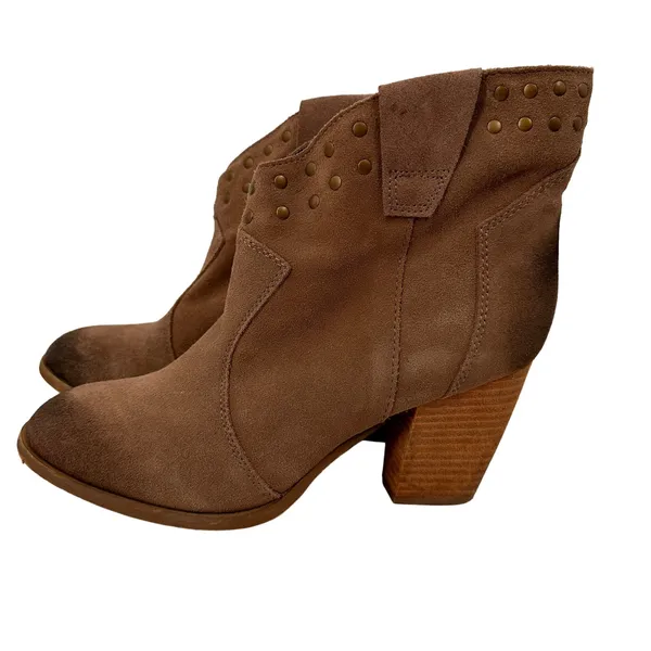 Steve Madden Jessii Suede Brown Leather Heeled Boots Booties Size 8.5 - Image 5