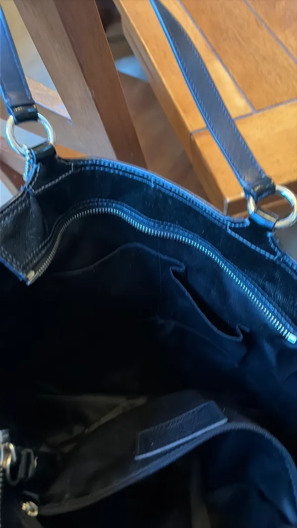 Coach Black Leather Signature Embossed Tote - Image 9
