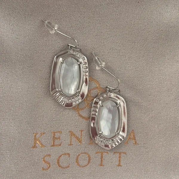 NWOT Kendra Scott Anna Silver Drop Earring In Gray Illusion - Image 3
