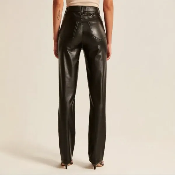 Abercrombie & Fitch 90s Straight Ultra High Rise Leather Pants Curve Love - Image 13