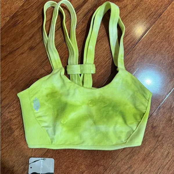NWT Free People Movement On The Radar Lime Tie-Dye XS/S Impact Sports Bra - Image 2
