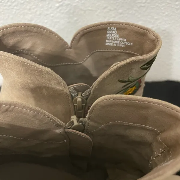 MIA Tan Ankle Booties with Floral Embroidery - Image 6