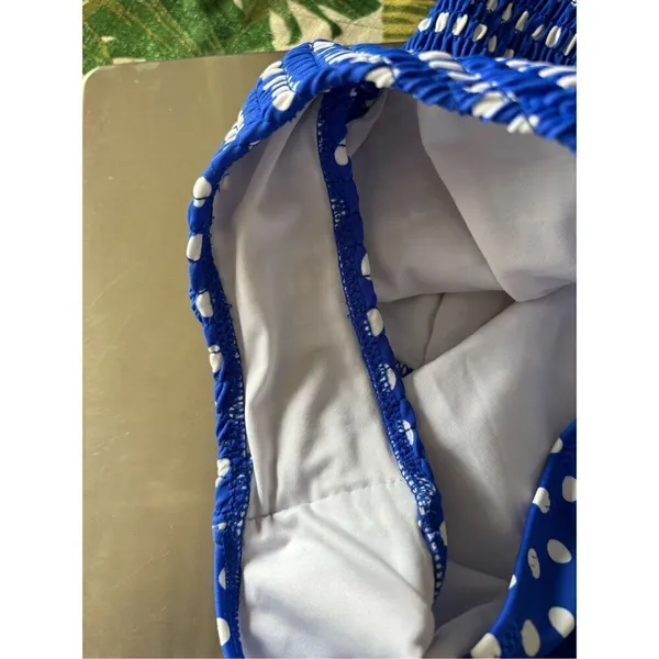 Cupshe Blue Polka Dot One-Piece Swimsuit Cutout Spaghetti Small Retro - Image 4