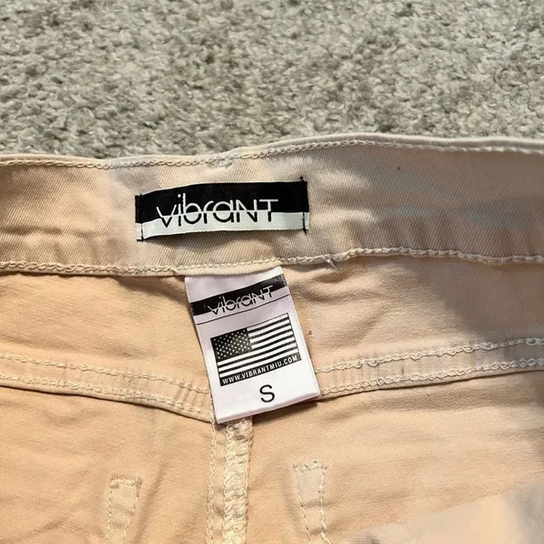 Vibrant Khaki Pops Cargo Pants Sand Beige‎ Wide Leg High Rise Small NEW - Image 7