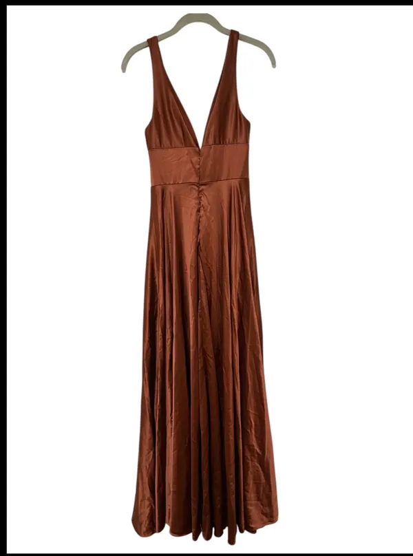 Cinderella Sienna Prom Dress V Neck Long Satin With Slit Formal Evening Sz(6) - Image 6