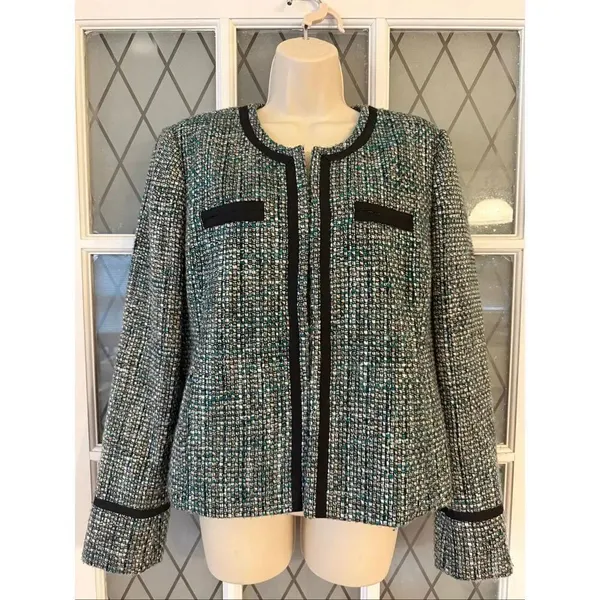 DAISY FUENTES Tweed Blazer Jacket  Lined Size Large - Image 2