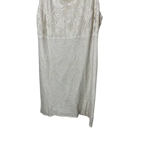 Onyx Nite Womens Dress Size 4 Sleeveless Gold Metallic Crochet Party‎ Cocktail - Image 3