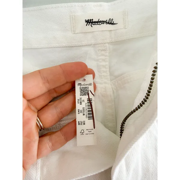 Madewell |‎ NWT Cleo Straight Jean Patch Pocket White Denim | Sz 26 - Image 8