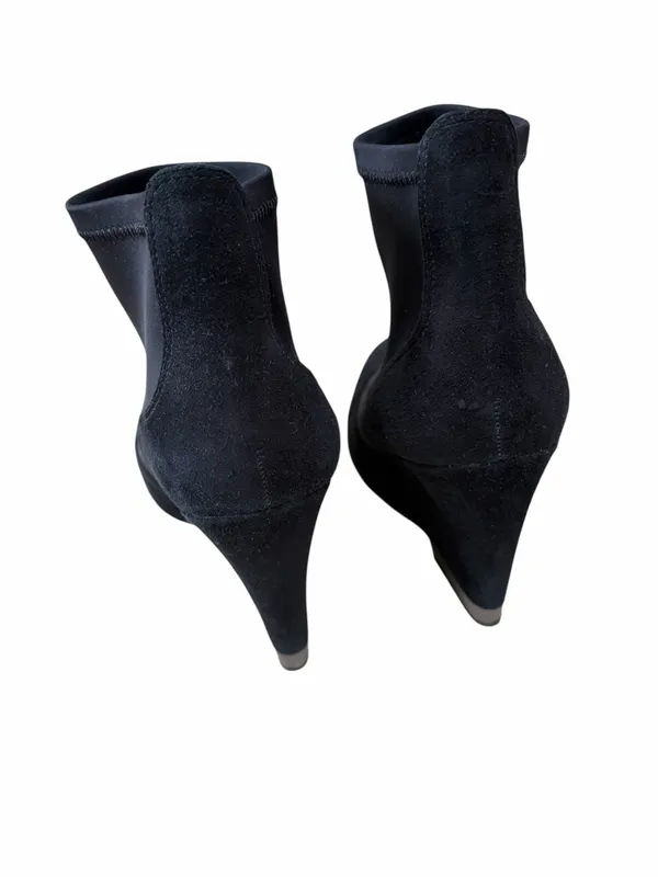 Tory Burch 'Brenda' Wedge Black Suede Bootie Size 8.5 - Image 5
