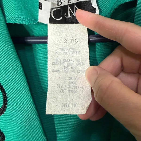 Vintage CW Dress 2 Piece Set Teal Green Soutache Trim‎ Bolero Blazer Dress 10 - Image 10