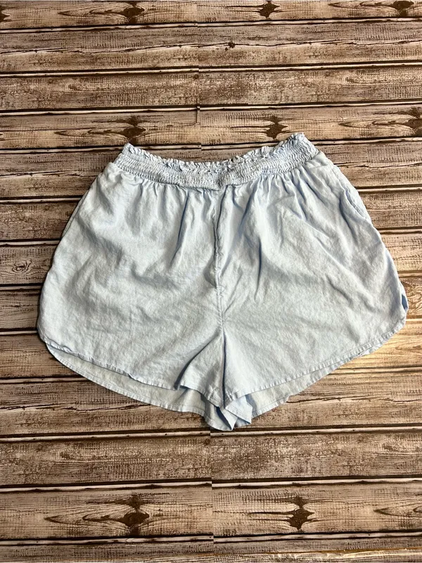 aerie Light Blue Wide-Leg Linen Blend Lounge Shorts Coastal Vacation Size Small - Image 2