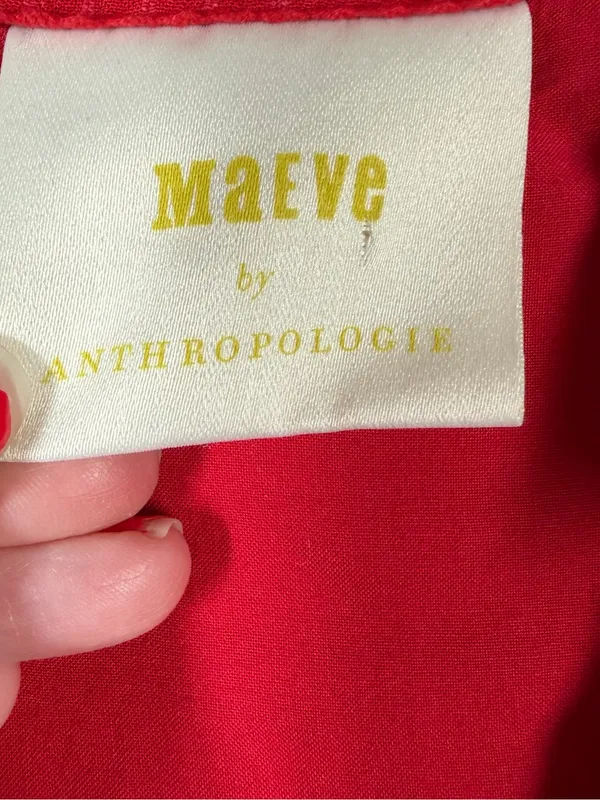 Anthropologie Maeve Hot Pink Red‎ Striped Crinkle Button Up Midi Dress - Image 3