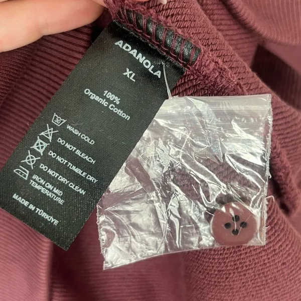 Adanola Slouchy oversized Button Up Sweatshirt Burgundy XL NWT - Image 10