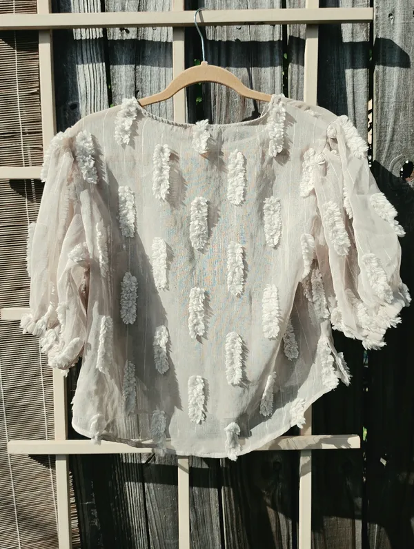 NEW YUMI Sheer Puff Sleeve Top Small - Image 7
