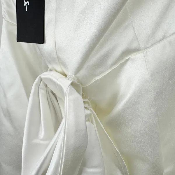 Lulus Charming Celebration White Taffeta Bow Mini Dress Wedding Bridal Small NWT - Image 11