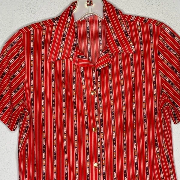 Vintage Graff Polyester Blouse Red‎ Red Size M - Image 3