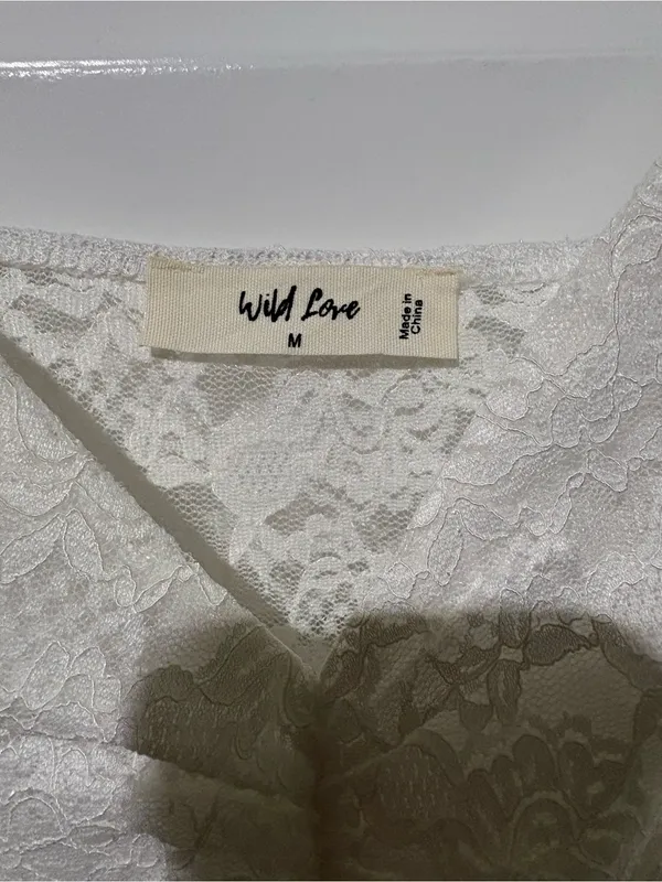 Lace V-Neck Camisole Tank Top - White - Image 3