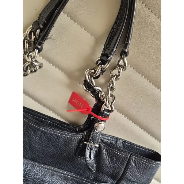 Coach Madison Tribeca East West Black Pebbled Leather Chain Purse Shoulder Bag - Image 13