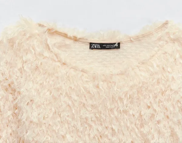 Zara Cream Feather Effect Sweatshirt Sweater Top - Image 12