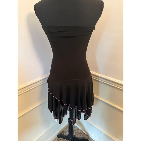 Vintage Y2K Taboo Strapless Whimsygoth Dress Black & Pink Ruffle Hem Fairy Goth - Image 5