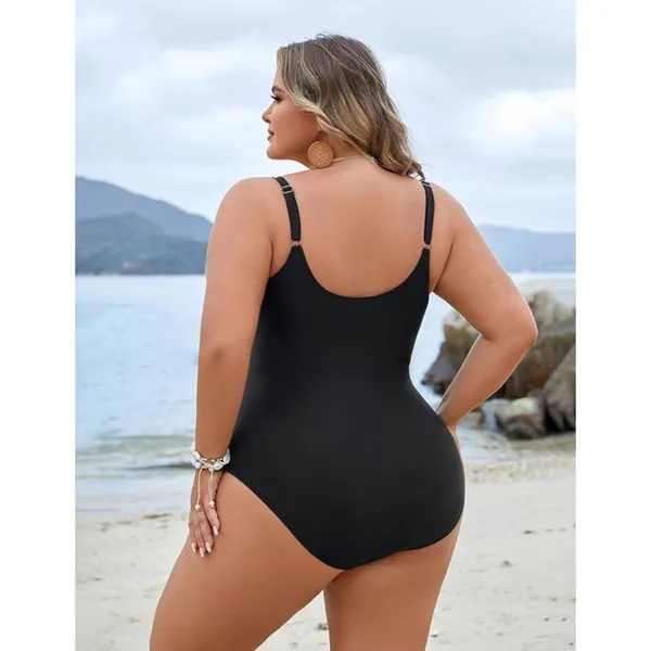 Blooming Jelly BLACK Plus Size Bathing Suit Tummy Control Cut Out Swimsuit 3XL - Image 5
