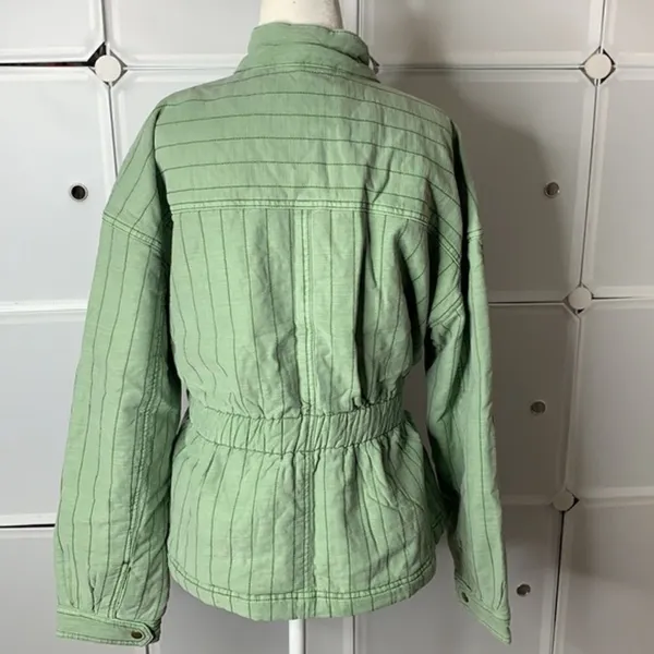 GAP Quilted Utility Belted Jacket In Green Dollar Size Medium - Image 3