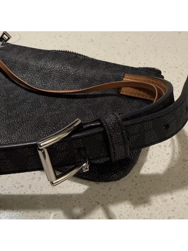 Michael Kors‎ Logo Belt Bag Black Gray Brown Waist Fanny Pack Purse Sz Medium - Image 10