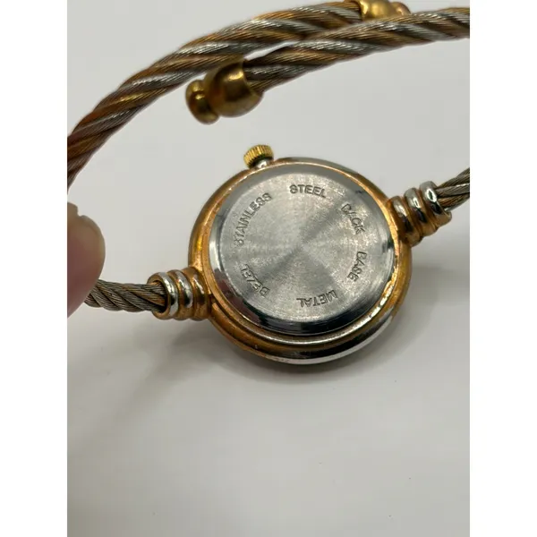 Womens Gold Silver Tone Snowflake Dial Cuff Bracelet‎ Watch Japan Movt Quartz - Image 2