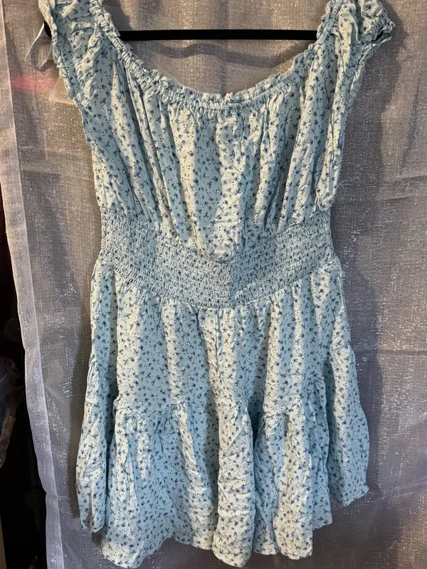 Aeropostale Light Blue Floral Smocked Mini Dress - Image 8