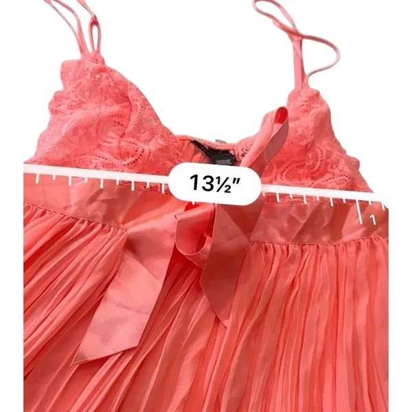 Vintage Victoria's Secret Pink Pleated Babydoll Lace Satin Bow Lingerie M Y2K - Image 14