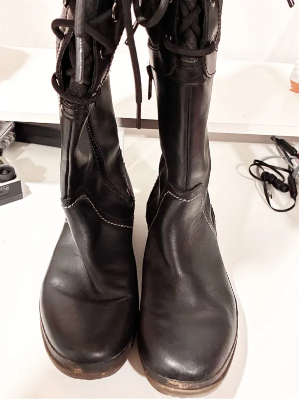 UGG Elsa Women's Black Waterproof Wool Blend-Leather Comfort Tall Boots Size 6.5 - Image 3