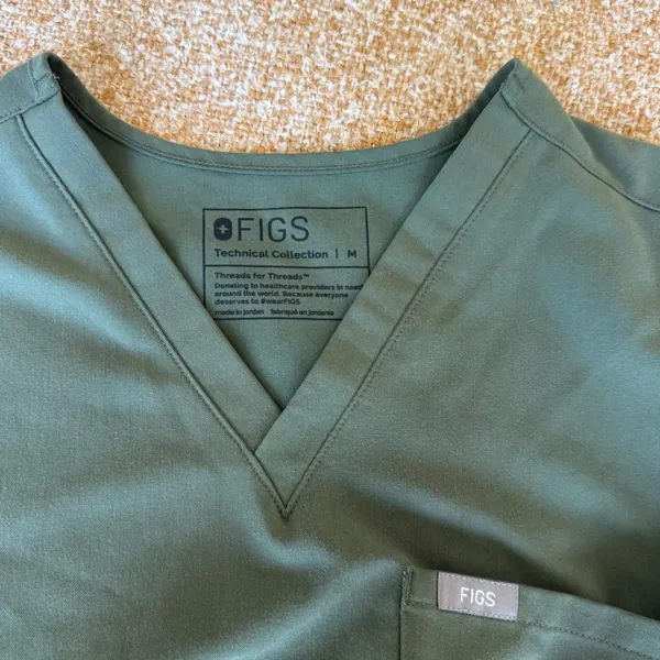 FIGS V-Neck Scrub Top Olive Green Women Medium Nurse Healthcare Uniform - Image 3