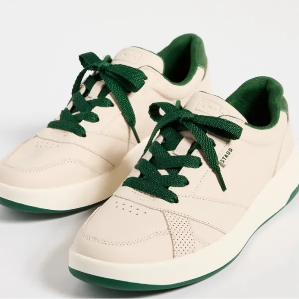EUC KEDS X STAUD The Court Sneakers Cream and Green Women's Sz 7.5 Sold Out - Image 2