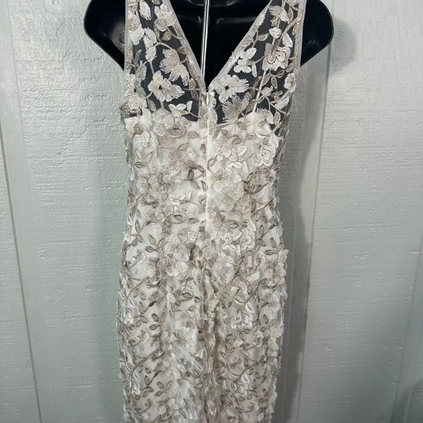 Adrienna Papell Off White Lace Overlay Sleeveless Dress Size 4 NWOT - Image 7