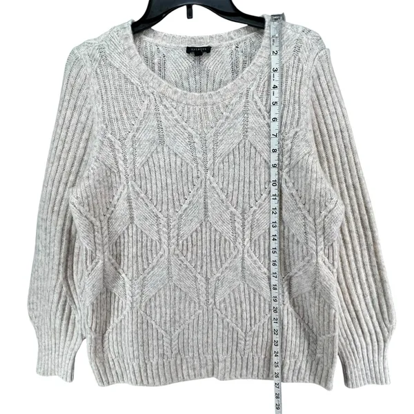 Talbots Sweater Womens XL‎ 0X Cream Diamond 3D Knit Pullover Cottage Fisherman - Image 7
