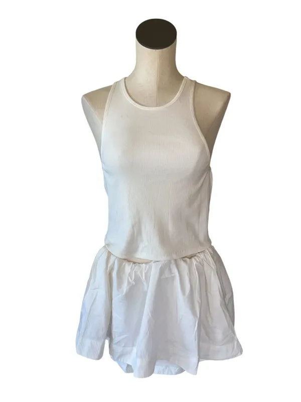 NEW Free People free-est Milani Tank Top Mini Skirt Boho Cotton Set Coconut Milk - Image 5
