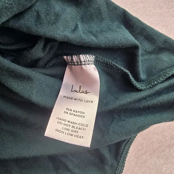Lulus NWT 39R Forest Green Sweetheart Tie Front Long Bishop Sleeve‎ Bodysuit M - Image 5