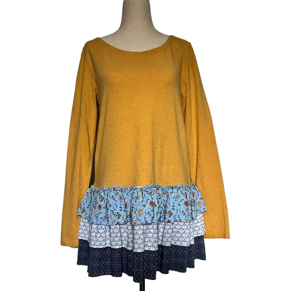 Matilda Jane Boho Tier Tunic Womens Top Small Cottage Patchwork Ruffle Artsy - Image 2