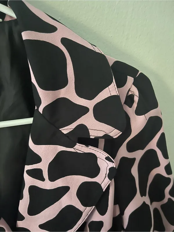 HeartSoul Black Trench Coat with Pink Spot Pattern - Image 3
