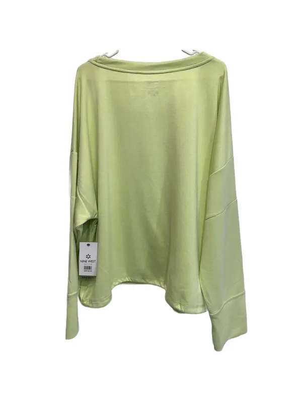Nine West Active Aloe Green Long Sleeve Cinched Pullover Sweatshirt Plus Size 2X - Image 2