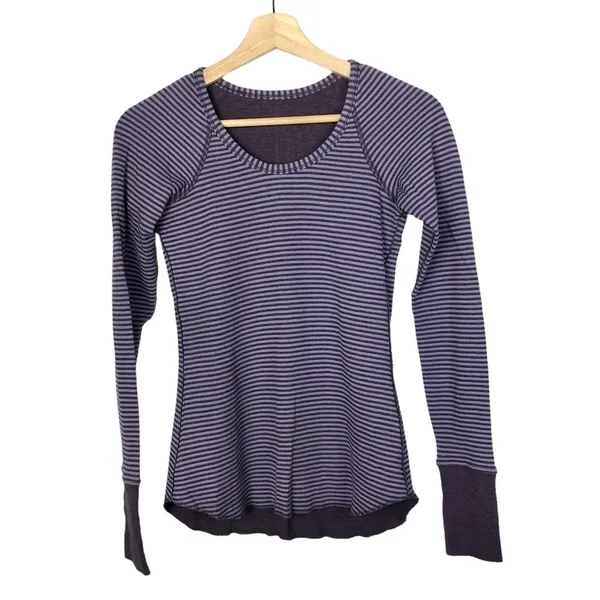 Lululemon Open Your Heart Stripe Reversible Fitted Long Sleeve Athletic Top‎ 2 - Image 2