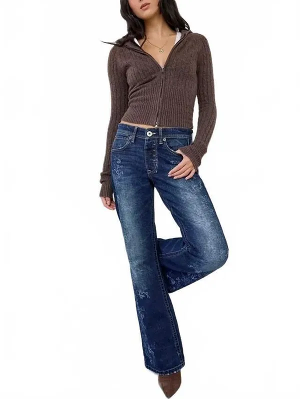 UO BDG Teo Printed Relaxed Low-Rise Bootcut Jeans Urban Outfitters NWT Size 26 - Image 6