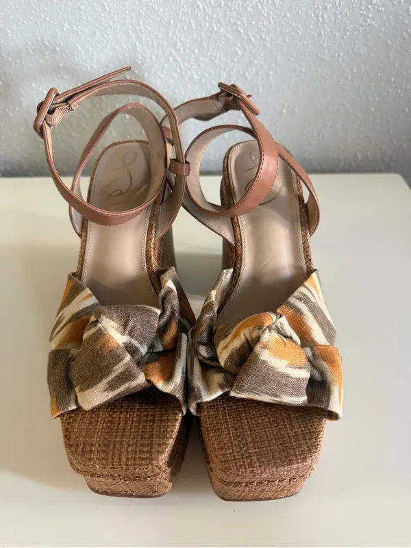 Sam Edelman Theresa Leather Platform Sandal Heels Multi Color Knot Size 8 - Image 2