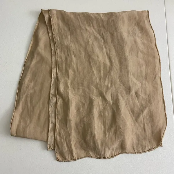 EUC Women’s tan‎ gold striped thin sheer lightweight scarf wrap - Image 2