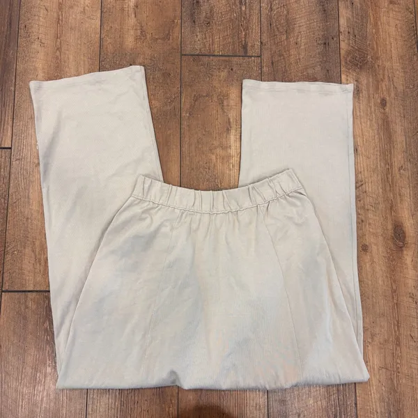 Zara Beige Slouchy Pull On Cotton Flowy Baggy Harem Drop Crotch Lounge Pants S - Image 2