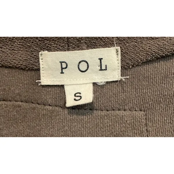 POL Peace Symbol Patchwork Brown Oversized Hoodie Sweatshirt Womens S - Image 5
