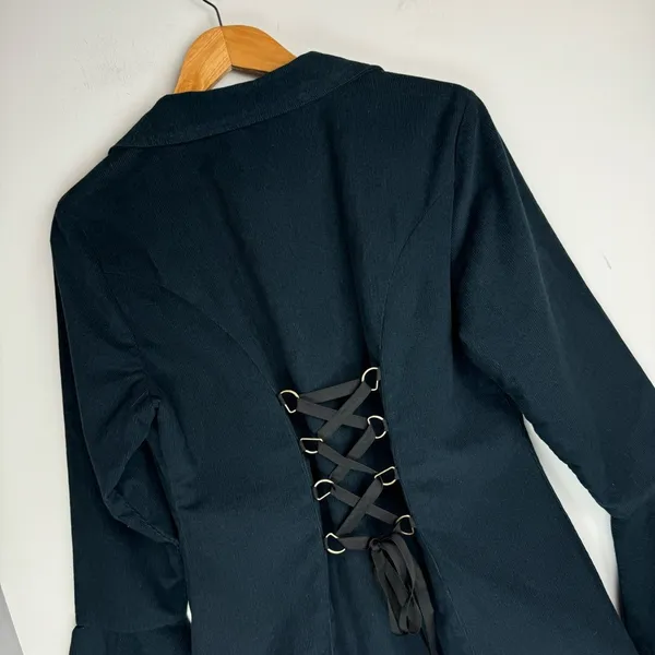 The Pyramid Collection Corduroy Corset Lace Up Jacket Sz Small Lace Trim - Image 13
